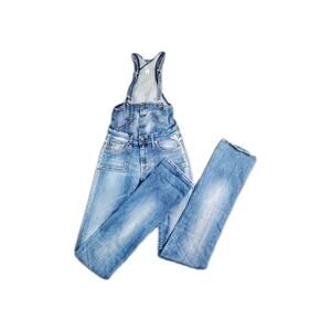 REPLAY Women's Sz 26 Vintage Style Denim Overalls Distressed Details Blue Light